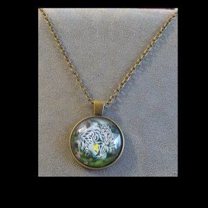 New: White Tigers picture Necklace